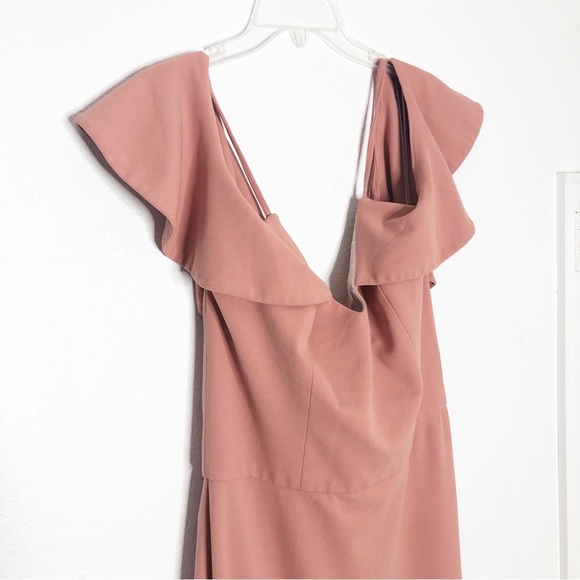 Christian Siriano Clay Ruffle Gown Ruffle Sleeve Maxi Dress Pink Crepe Size 12 - Picture 15 of 16